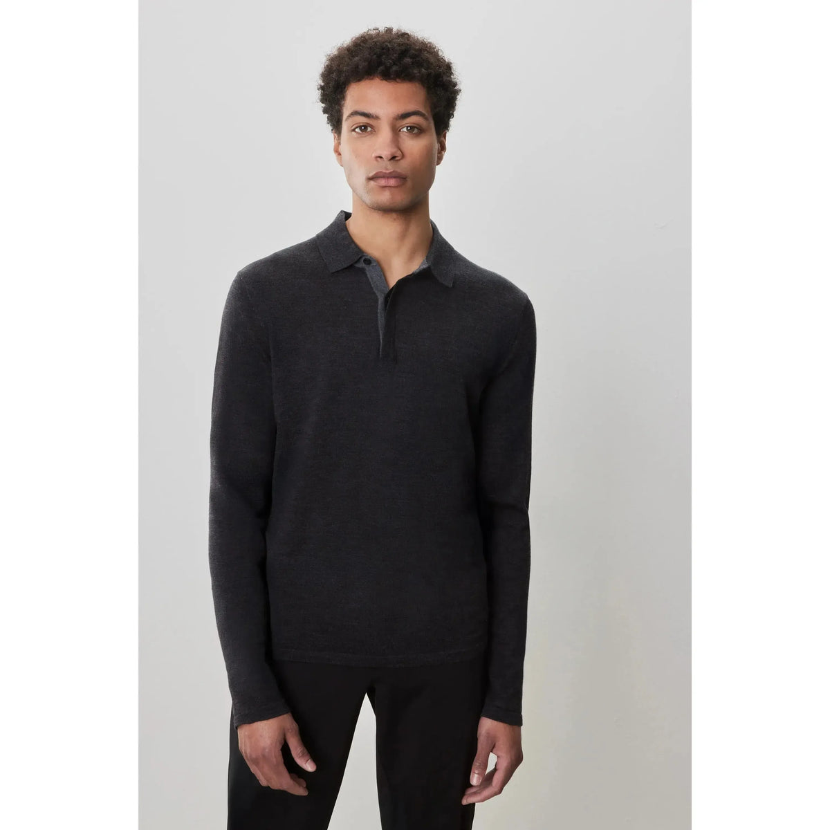 THOMAS LS MERINO POLO-RB52138-MEDCHARC-MENS SWEATERS & KNITS-ROBERT BARAKETT-JB Evans Fashions & Footwear