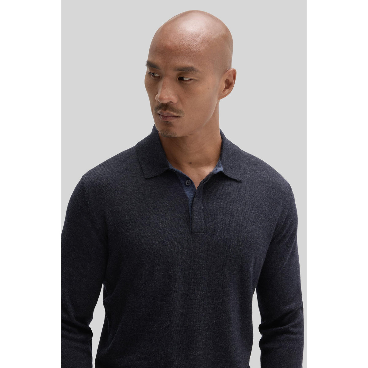 THOMAS LS MERINO POLO-RB52138-MEDNAVY-MENS SWEATERS & KNITS-ROBERT BARAKETT-JB Evans Fashions & Footwear