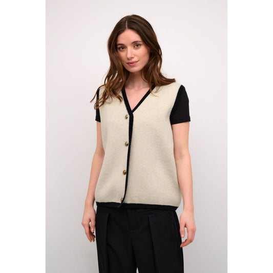 TIFFI KNIT VEST-LADIES SWEATERS & KNITS-CREAM-JB Evans Fashions & Footwear