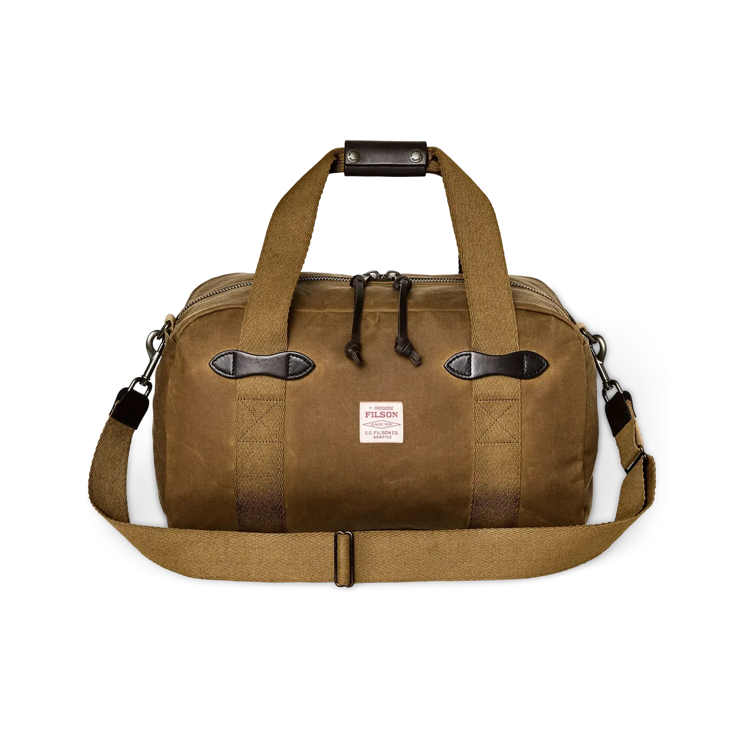 TIN CLOTH SMALL DUFFLE BAG DARK TAN-TRAVEL ACCESSORIES-FILSON-JB Evans Fashions & Footwear