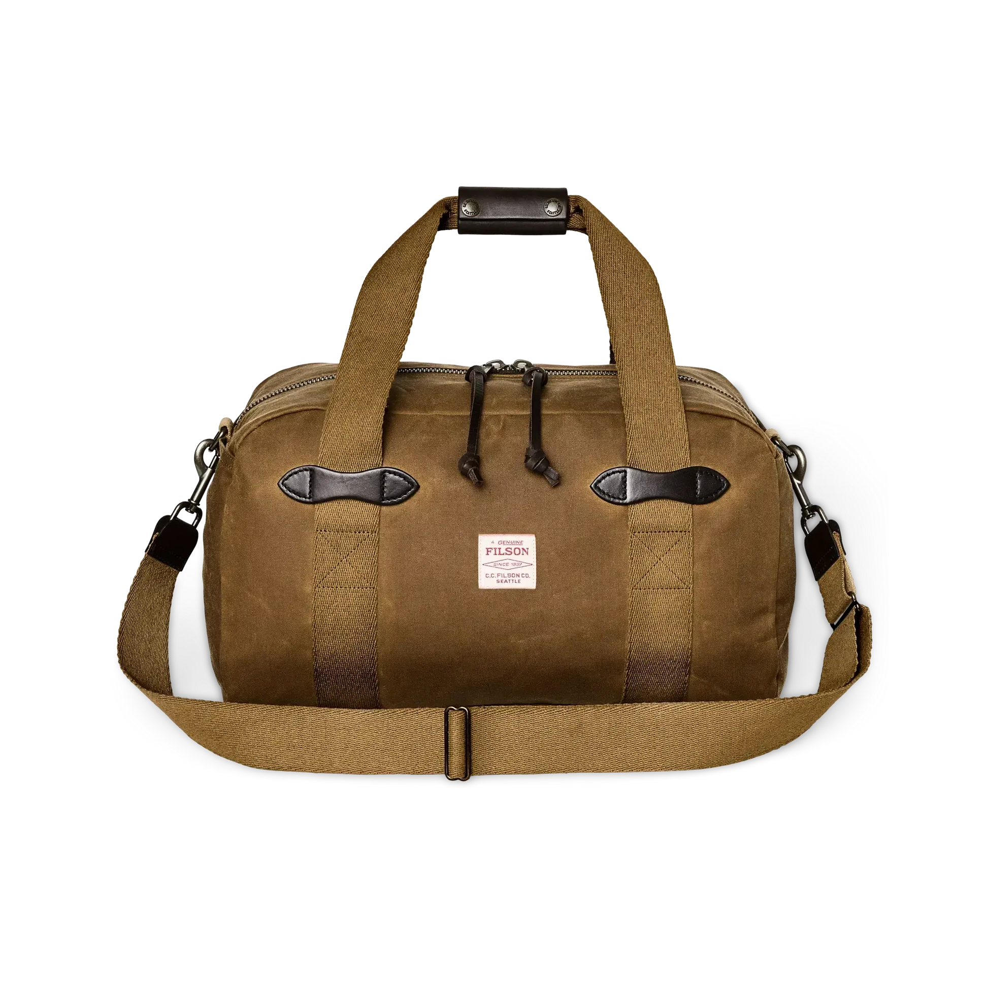 TIN CLOTH SMALL DUFFLE BAG DARK TAN-TRAVEL ACCESSORIES-FILSON-JB Evans Fashions & Footwear