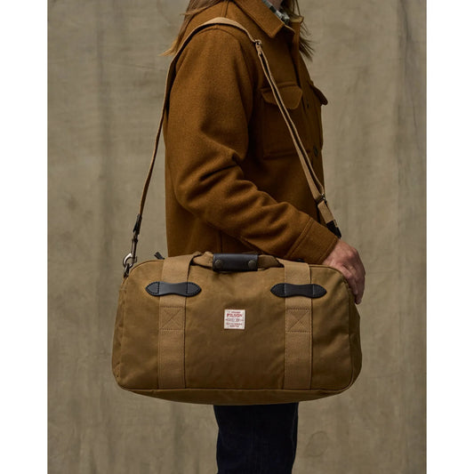 TIN CLOTH SMALL DUFFLE BAG DARK TAN-TRAVEL ACCESSORIES-FILSON-JB Evans Fashions & Footwear