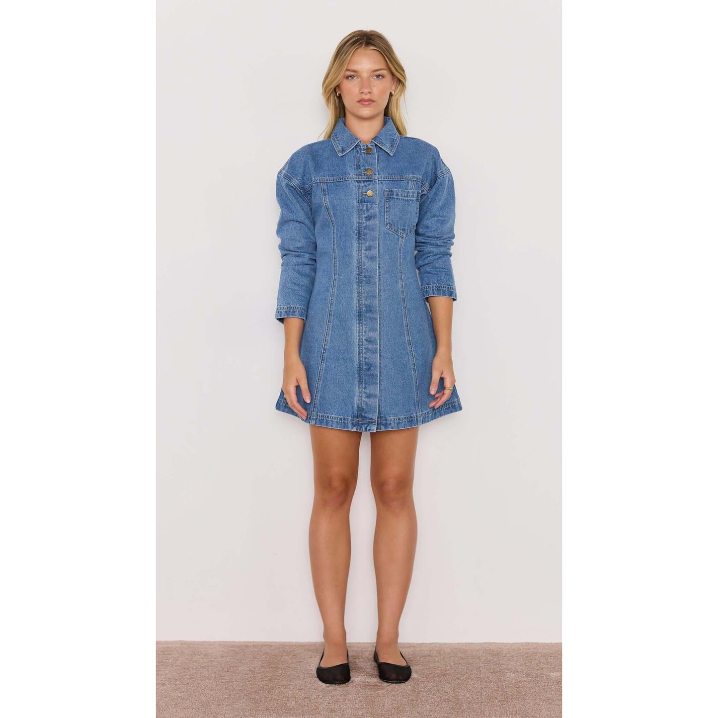 TULLY DENIM MINI DRESS-LADIES DRESSES & JUMPERS-MINK PINK-JB Evans Fashions & Footwear