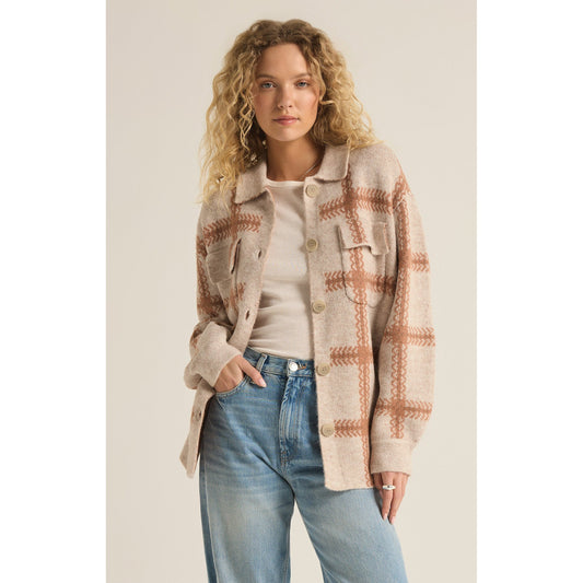 TYLER PLAID SWEATER JACKET-LADIES SWEATERS & KNITS-Z SUPPLY-JB Evans Fashions & Footwear