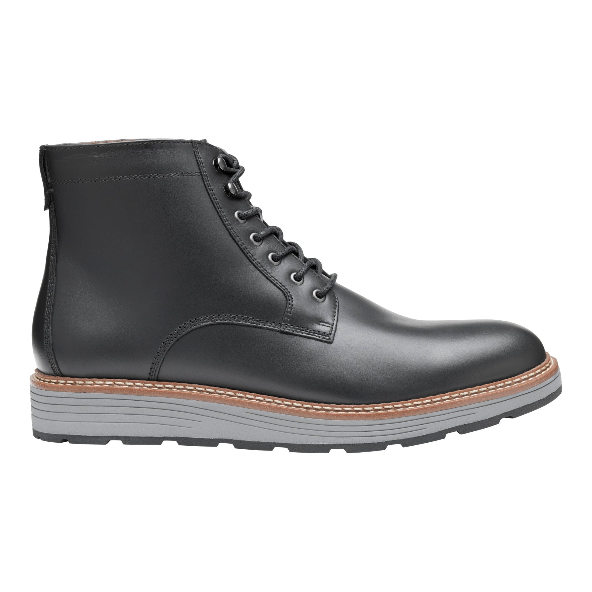 UPTON LUG PLAIN TOE - BLACK-MENS BOOTS-JOHNSTON & MURPHY-JB Evans Fashions & Footwear