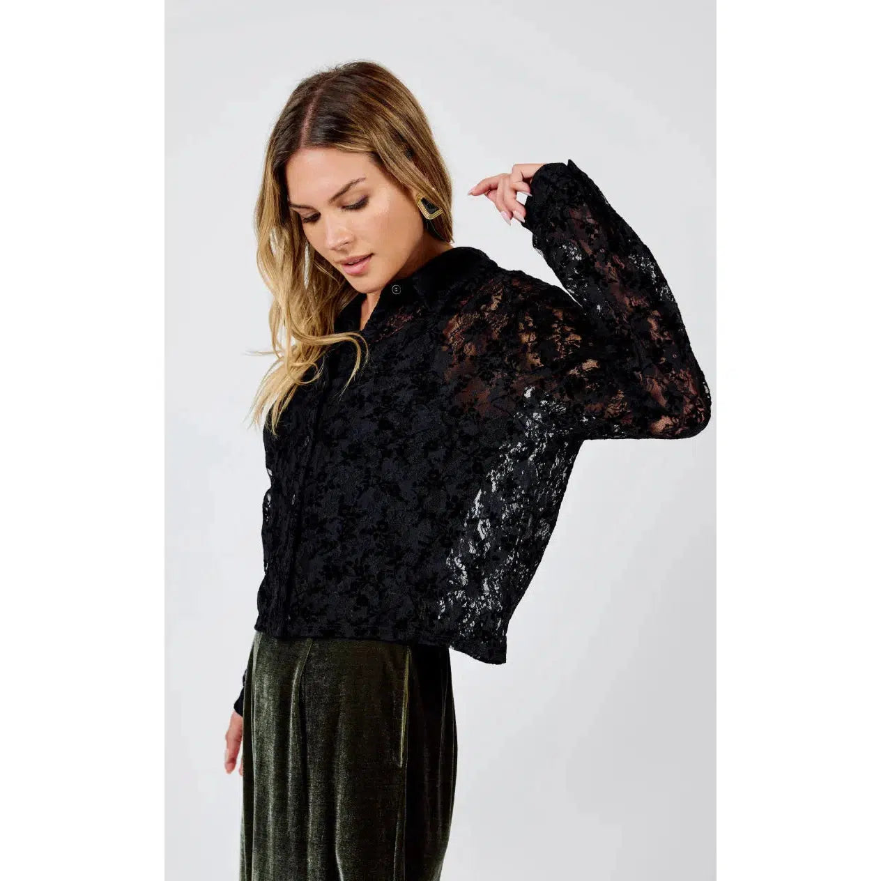 VELVET LACE SHIRT-LADIES TOPS-SADIE & SAGE-JB Evans Fashions & Footwear