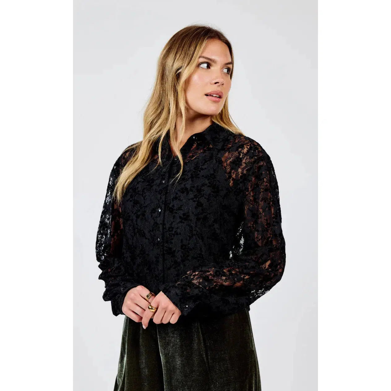 VELVET LACE SHIRT-LADIES TOPS-SADIE & SAGE-JB Evans Fashions & Footwear