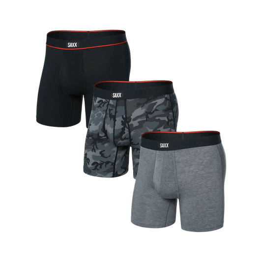 VIBE XTRA SOFT COMFORT BOXER BRIEF FLY 3PK-MENS UNDERWEAR-SAXX UNDERWEAR-JB Evans Fashions & Footwear