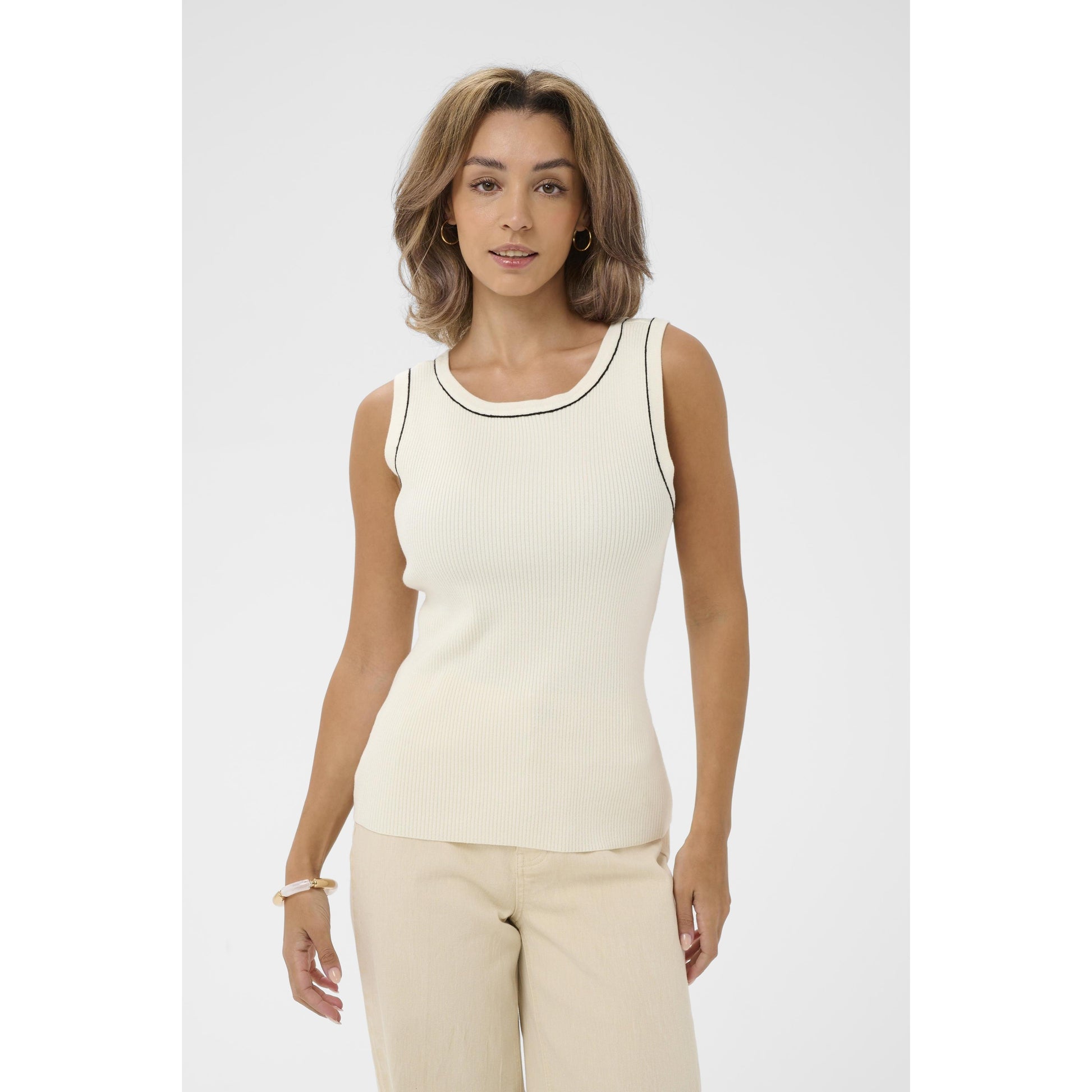 VILLEA KNIT TOP-LADIES TOPS-CREAM-JB Evans Fashions & Footwear