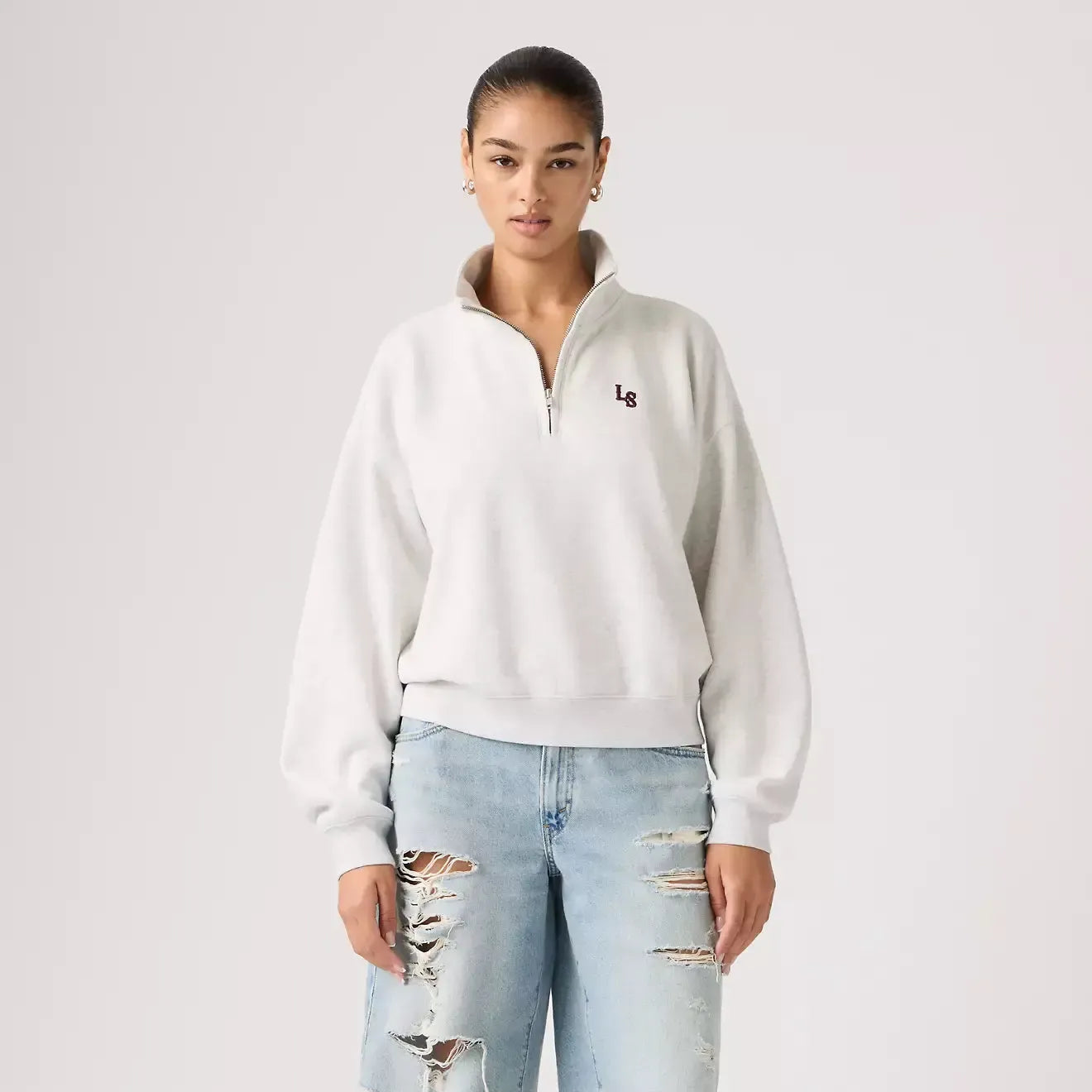 VINTAGE BOXY 1/4 ZIP SWEATSHIRT-LADIES LOUNGE & SLEEPWEAR-LEVIS-JB Evans Fashions & Footwear