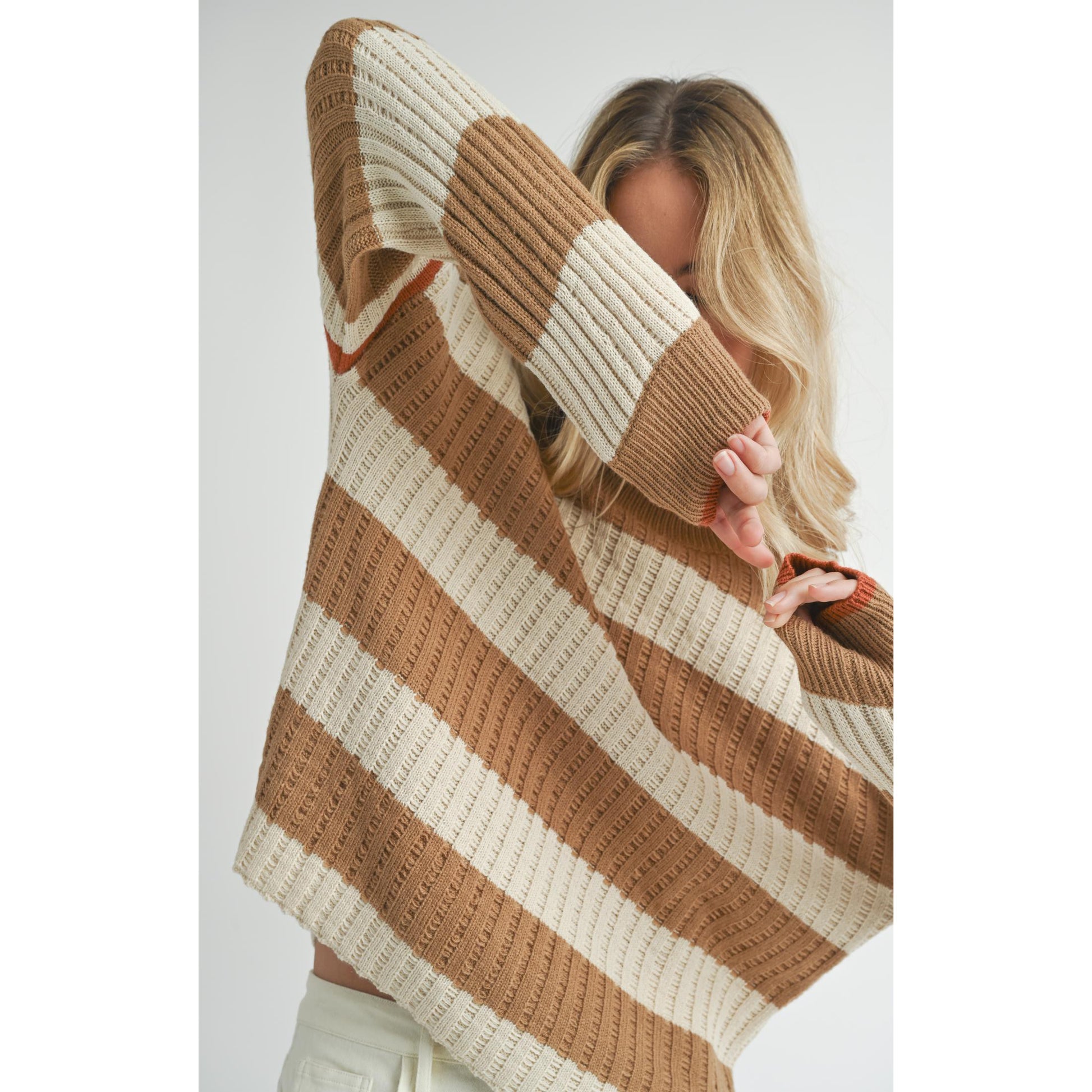 VIOLETTE STRIPED CREW NECK SWEATER-LADIES SWEATERS & KNITS-SADIE & SAGE-JB Evans Fashions & Footwear