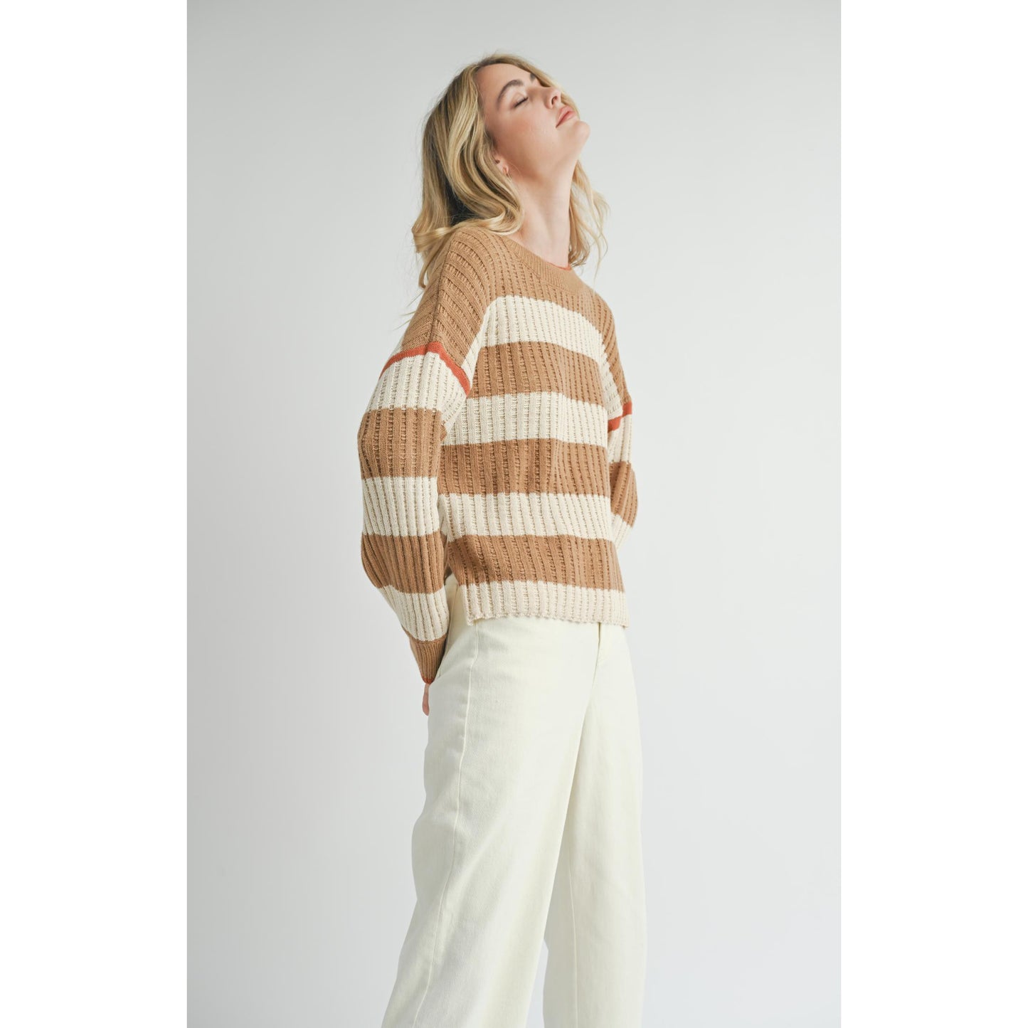 VIOLETTE STRIPED CREW NECK SWEATER-LADIES SWEATERS & KNITS-SADIE & SAGE-JB Evans Fashions & Footwear