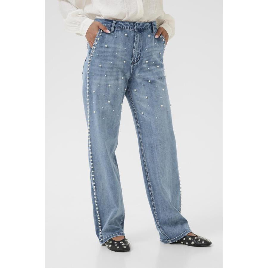 VISTI STRAIGHT DECO PANT-LADIES PANTS-CREAM-JB Evans Fashions & Footwear