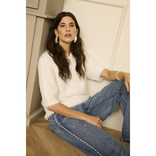 VISTI STRAIGHT DECO PANT-LADIES PANTS-CREAM-JB Evans Fashions & Footwear