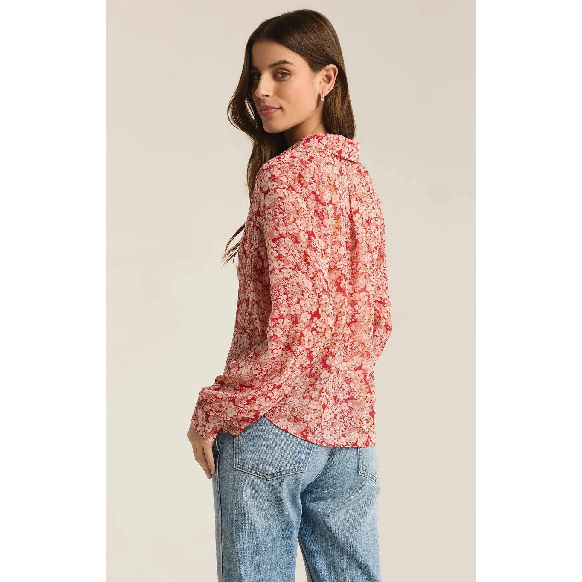 VIVIENNE FLORAL PRINT TOP - CRIMSON CRUST-LADIES TOPS-Z SUPPLY-JB Evans Fashions & Footwear