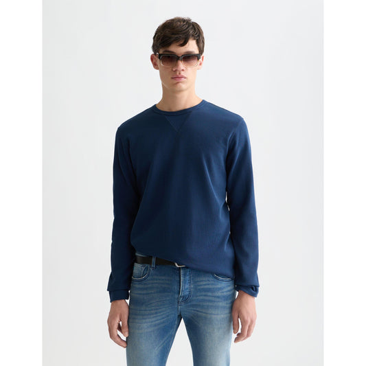 WAFFLE KNIT REGULAR FIT LONG SLEEVE-MENS SWEATERS & KNITS-SCOTCH & SODA-JB Evans Fashions & Footwear