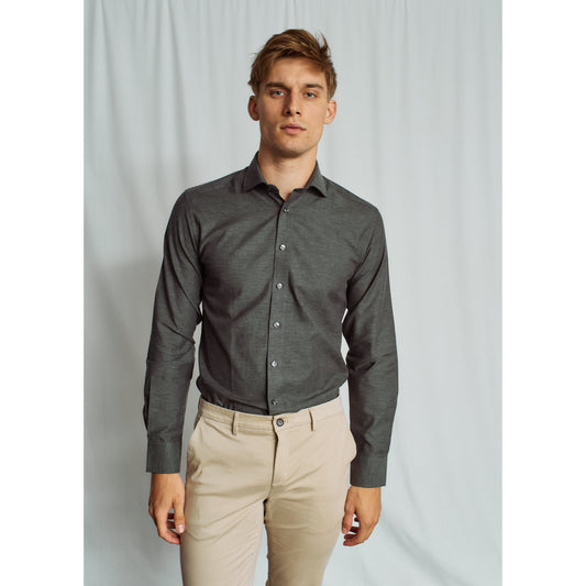 WALL MODERN MELANGE COTTON SHIRT-MENS SHIRTS-BRUUN STENGADE-JB Evans Fashions & Footwear