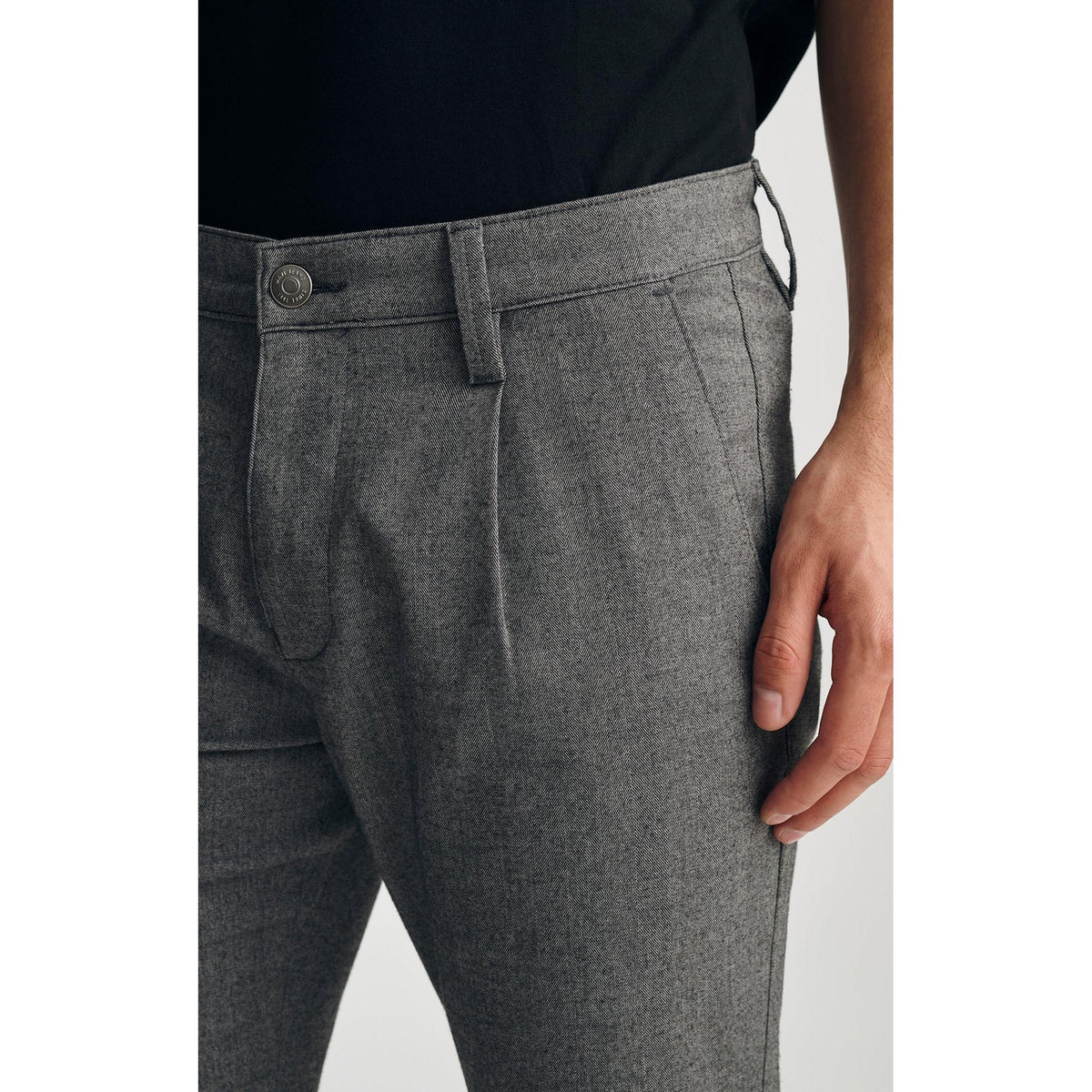 WILL PLEATED HERRINGBONE CHINO-MENS PANTS-MAVI-JB Evans Fashions & Footwear