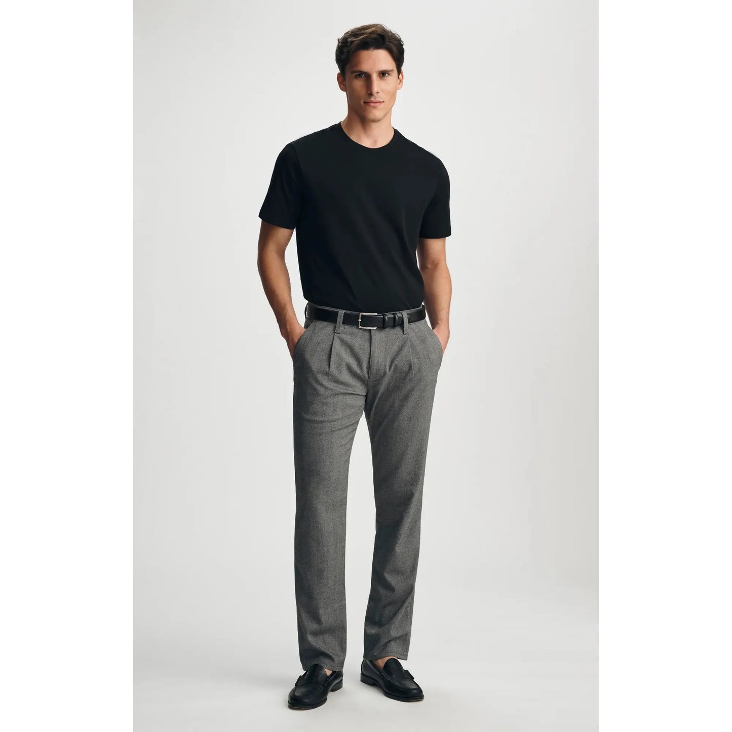 WILL PLEATED HERRINGBONE CHINO-MENS PANTS-MAVI-JB Evans Fashions & Footwear