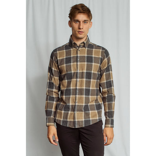 WILTON MODERN CHECKERED SHIRT BRUSHED FINSIH-MENS SHIRTS-BRUUN STENGADE-JB Evans Fashions & Footwear