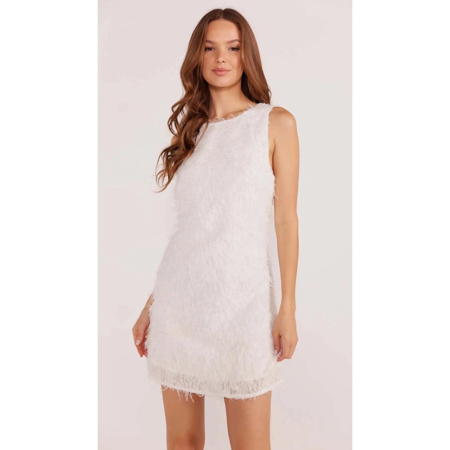 YUKI FLUFFY SHIFT MINI DRESS-LADIES DRESSES & JUMPERS-MINK PINK-JB Evans Fashions & Footwear