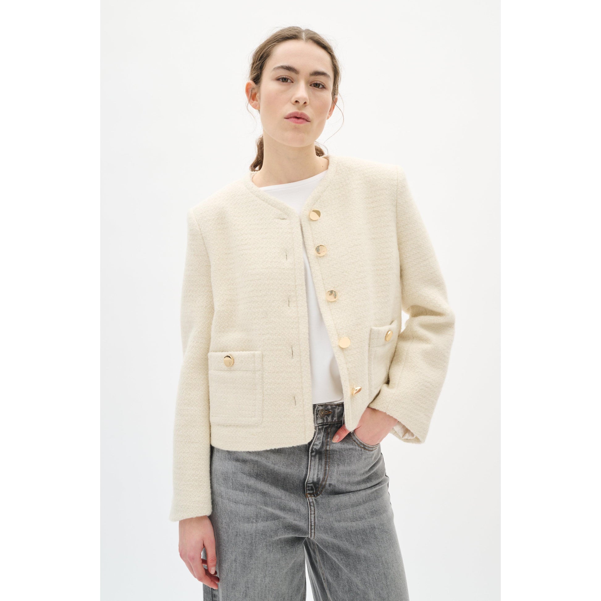 ZEENIAIW JACKET-LADIES LIGHTWEIGHT COATS & JACKETS-CREAM-JB Evans Fashions & Footwear