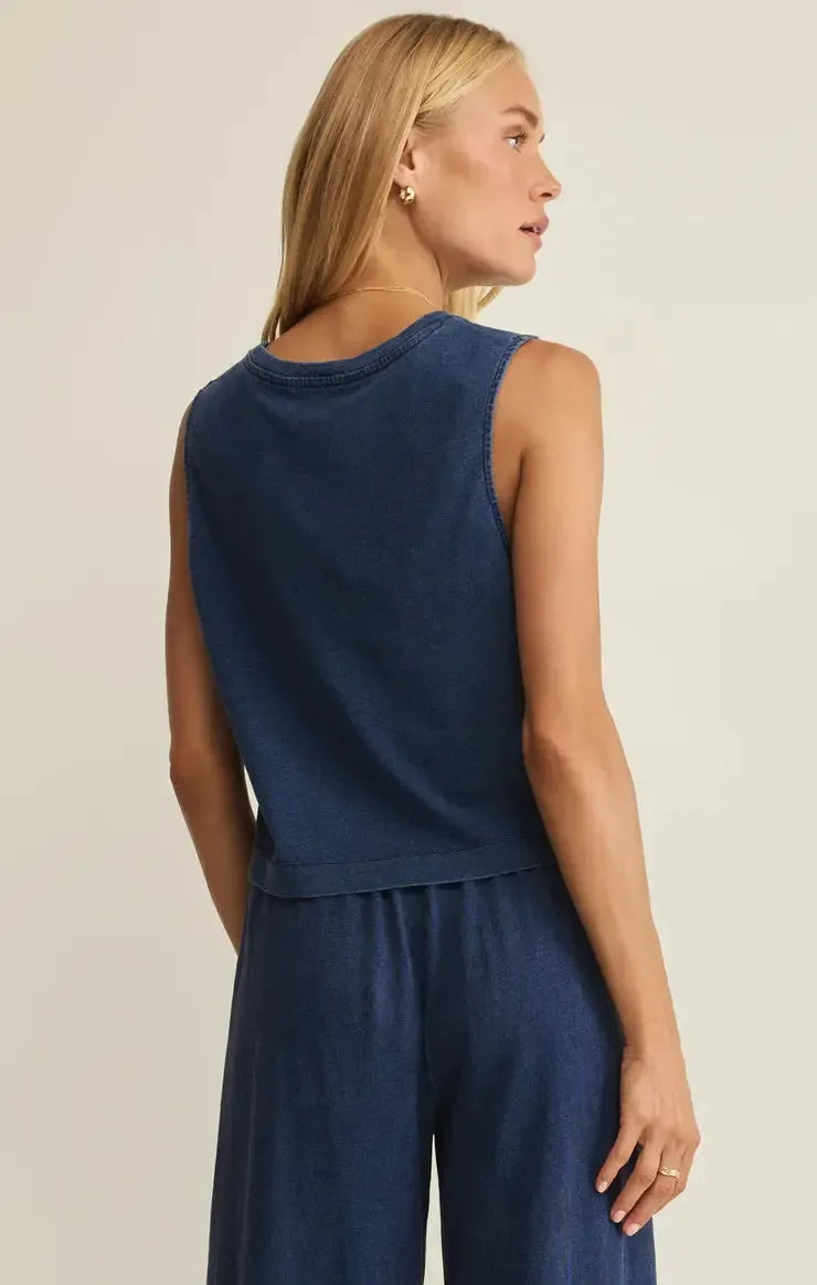 SLOANE JERSEY DENIM MUSCLE TANK