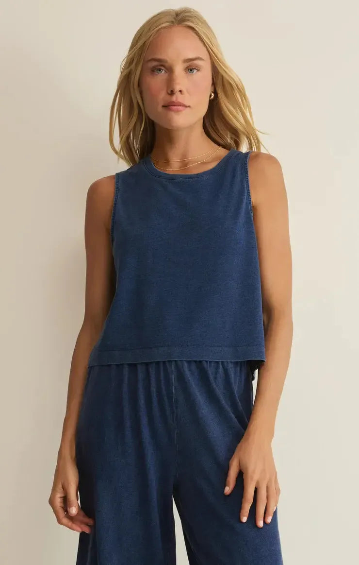 SLOANE JERSEY DENIM MUSCLE TANK