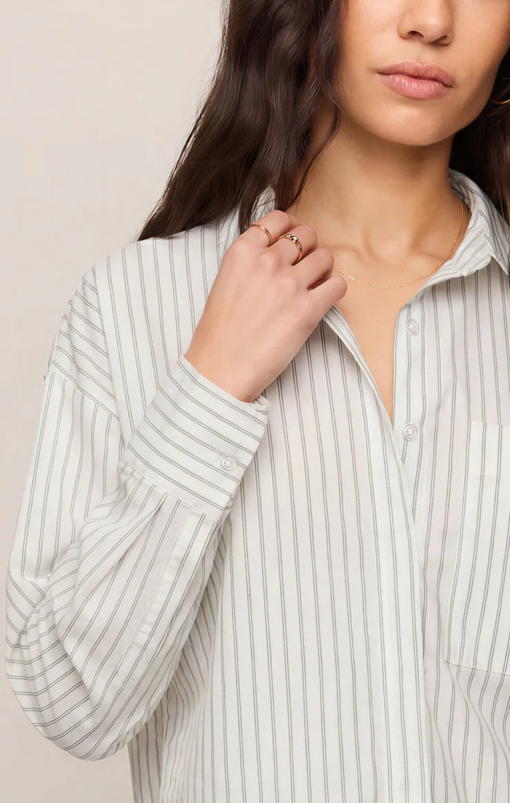 FAVOURITE STRIPED BUTTON UP TOP
