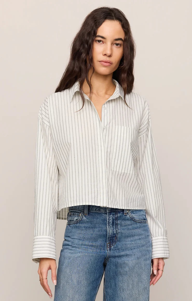 FAVOURITE STRIPED BUTTON UP TOP