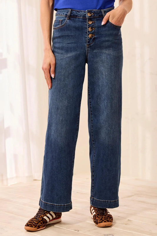 AUDREY BUTTON FLY WIDE CROP DENIM