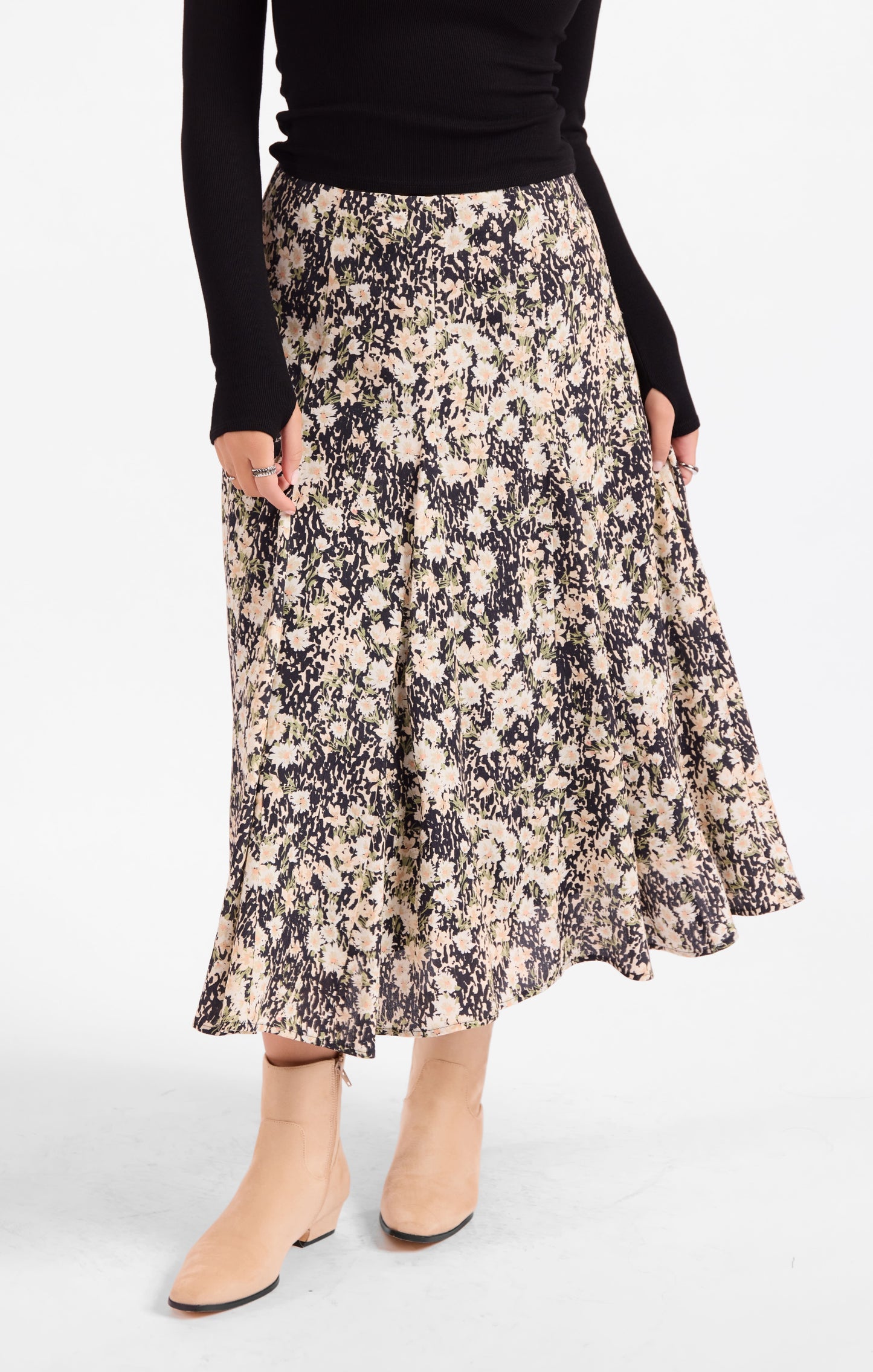 PAINTED FIELDS MIDI SKIRT