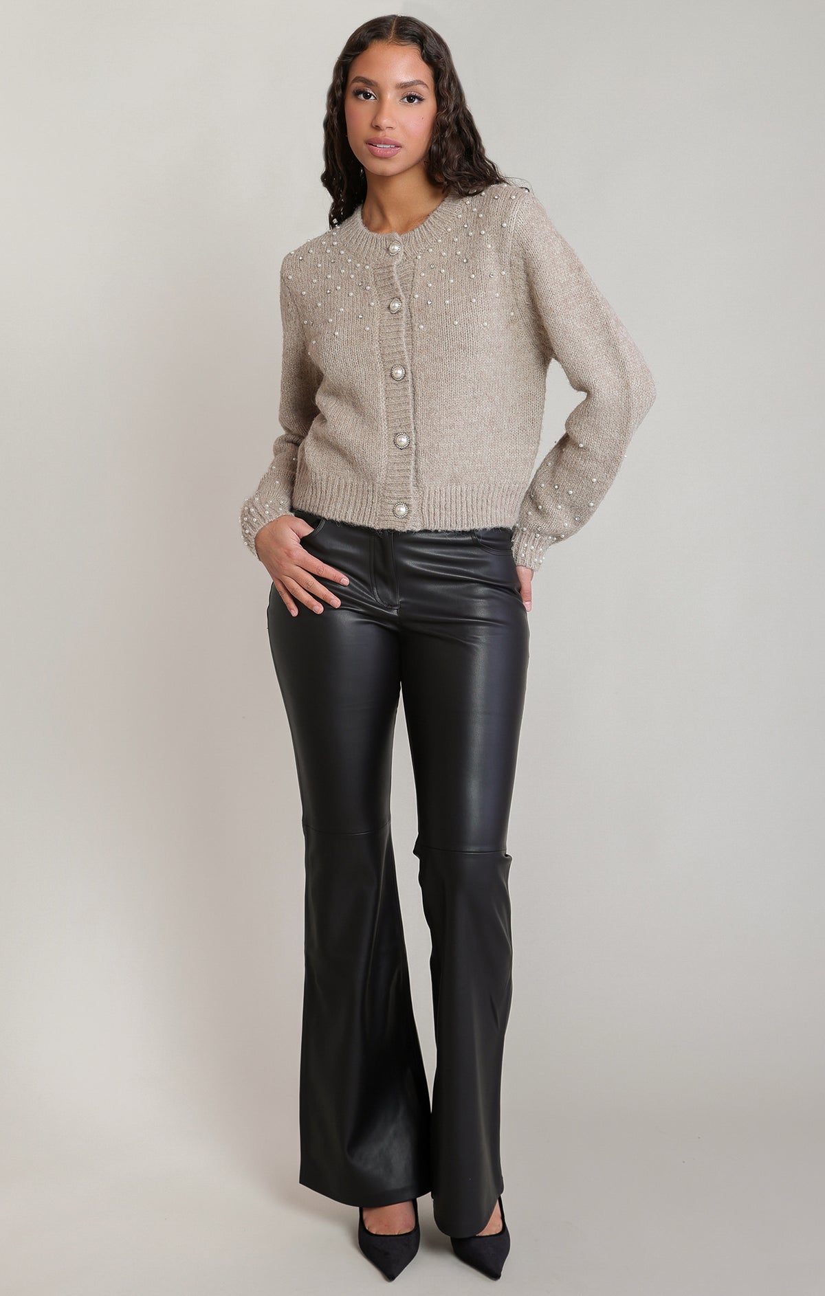 EMBELLESHED CREWNECK CARDIGAN