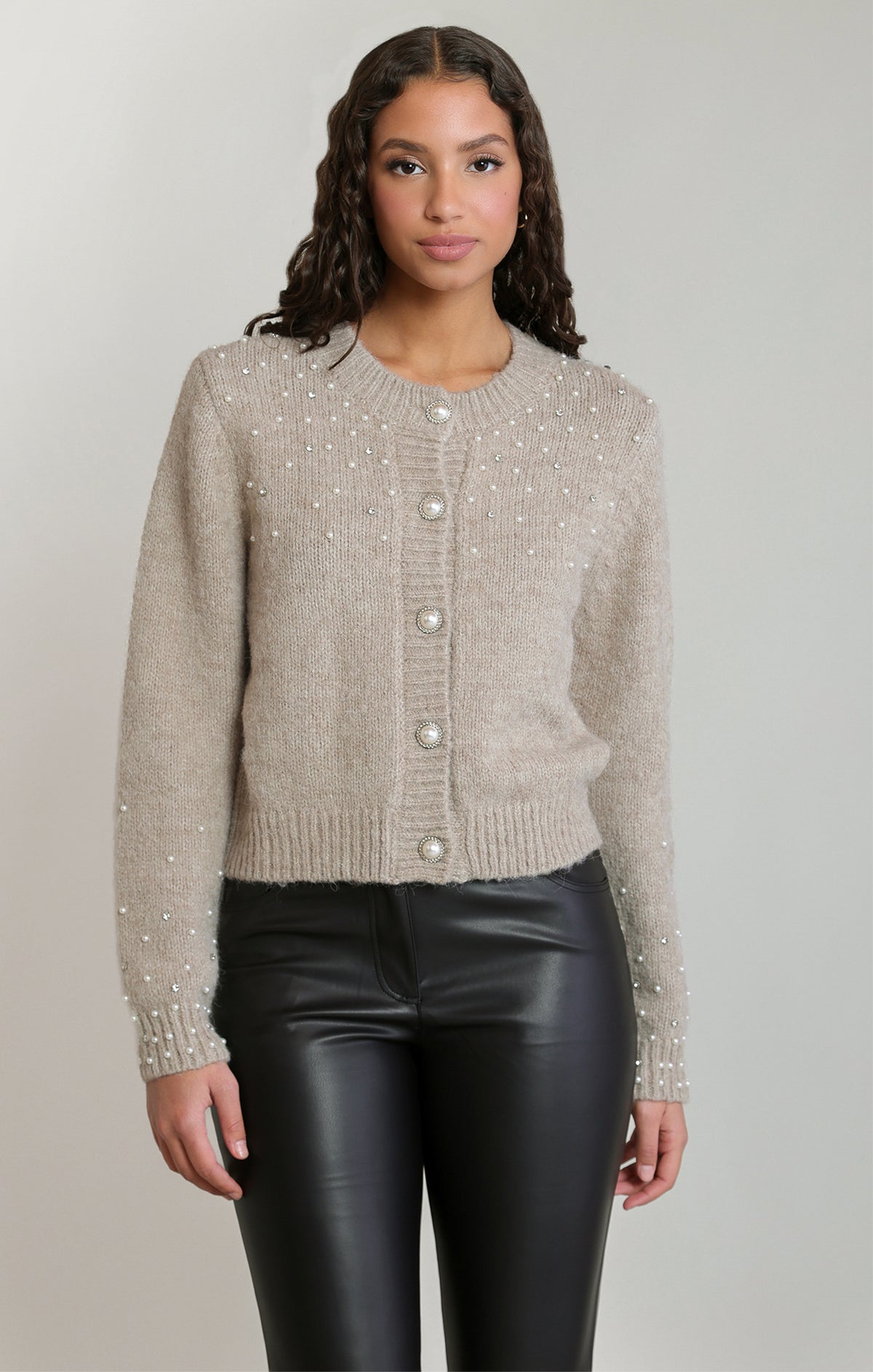 EMBELLESHED CREWNECK CARDIGAN