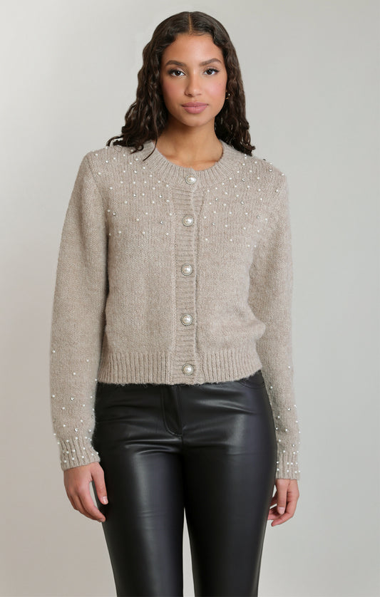 EMBELLESHED CREWNECK CARDIGAN