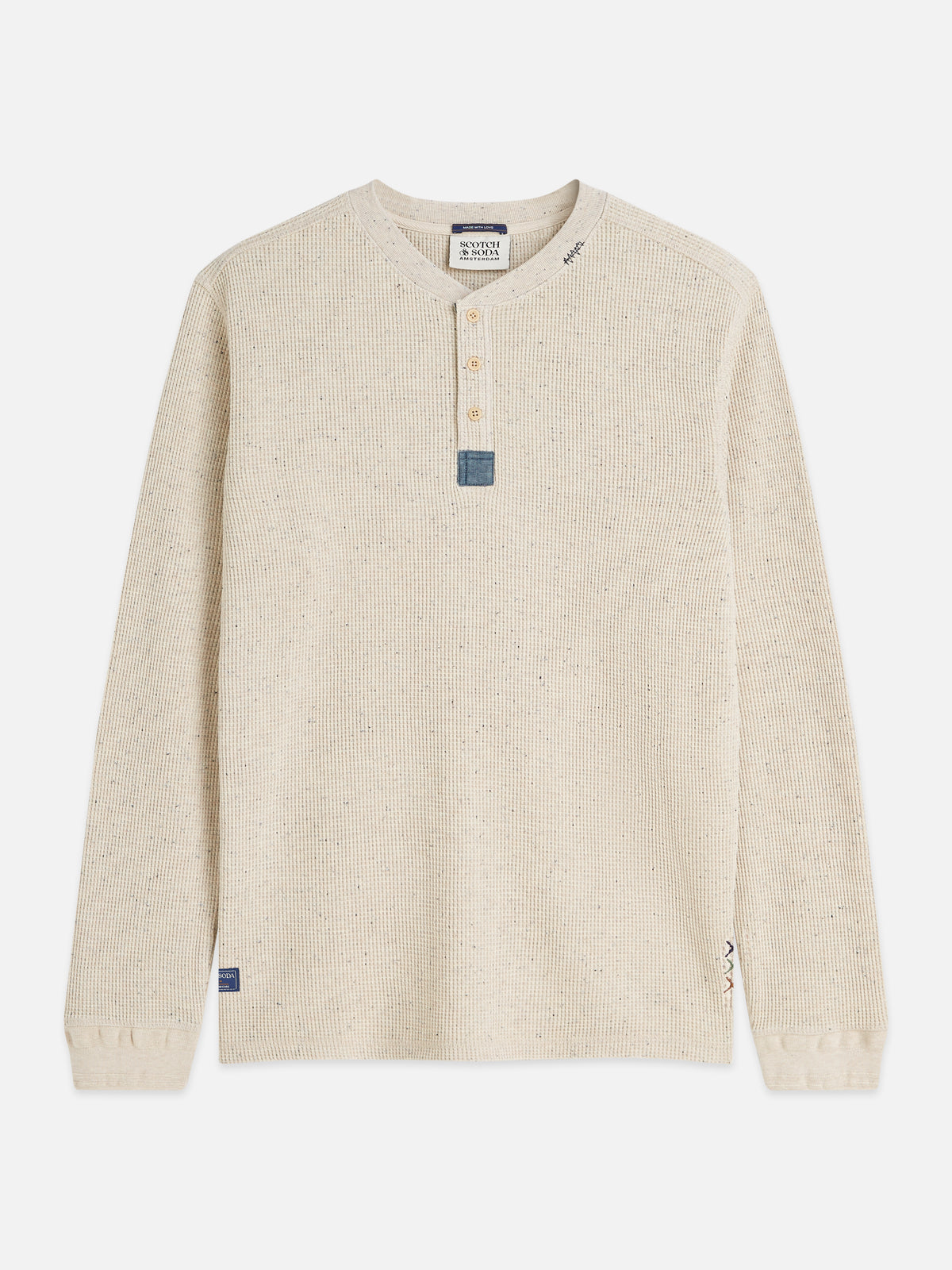 REGULAR FIT MELANGE KNIT HENLEY