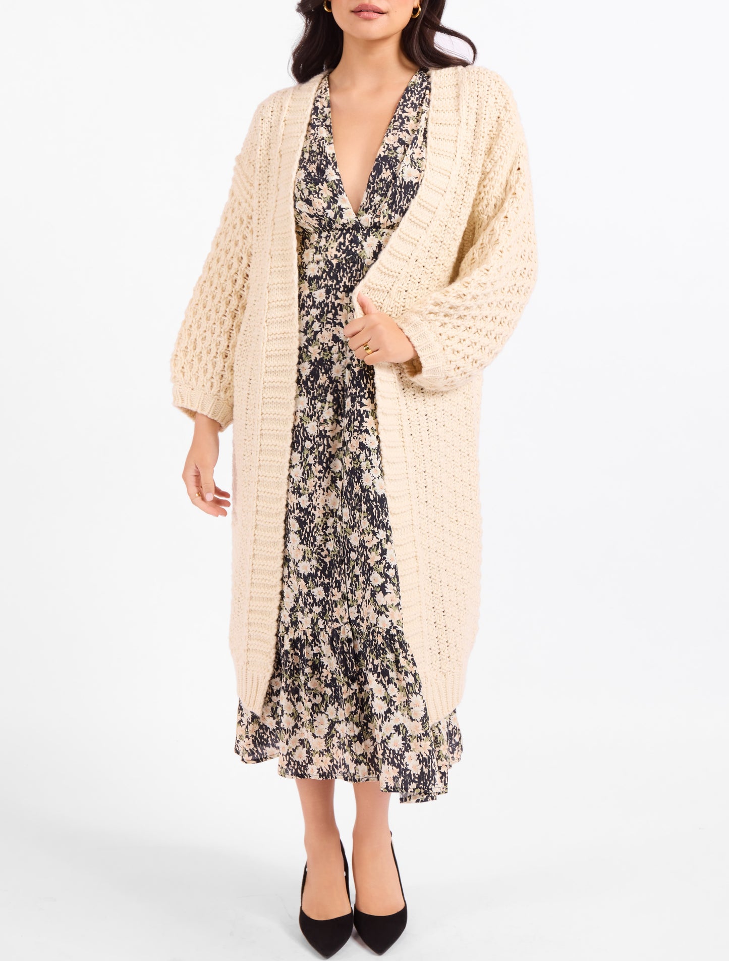 IGGY HAND KNIT CHUNKY LONG OPEN CARDIGAN