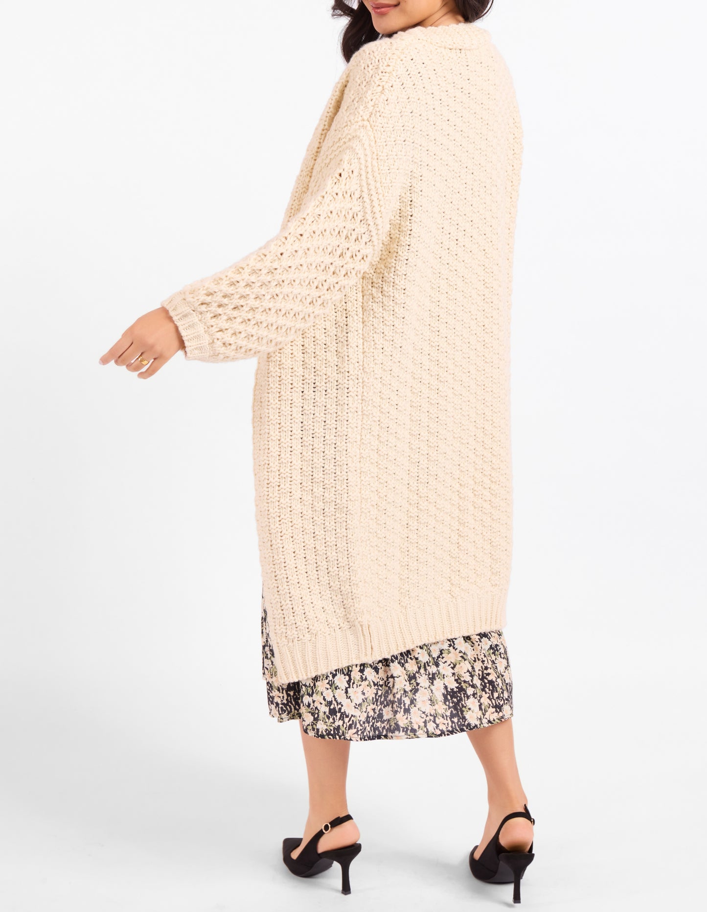 IGGY HAND KNIT CHUNKY LONG OPEN CARDIGAN