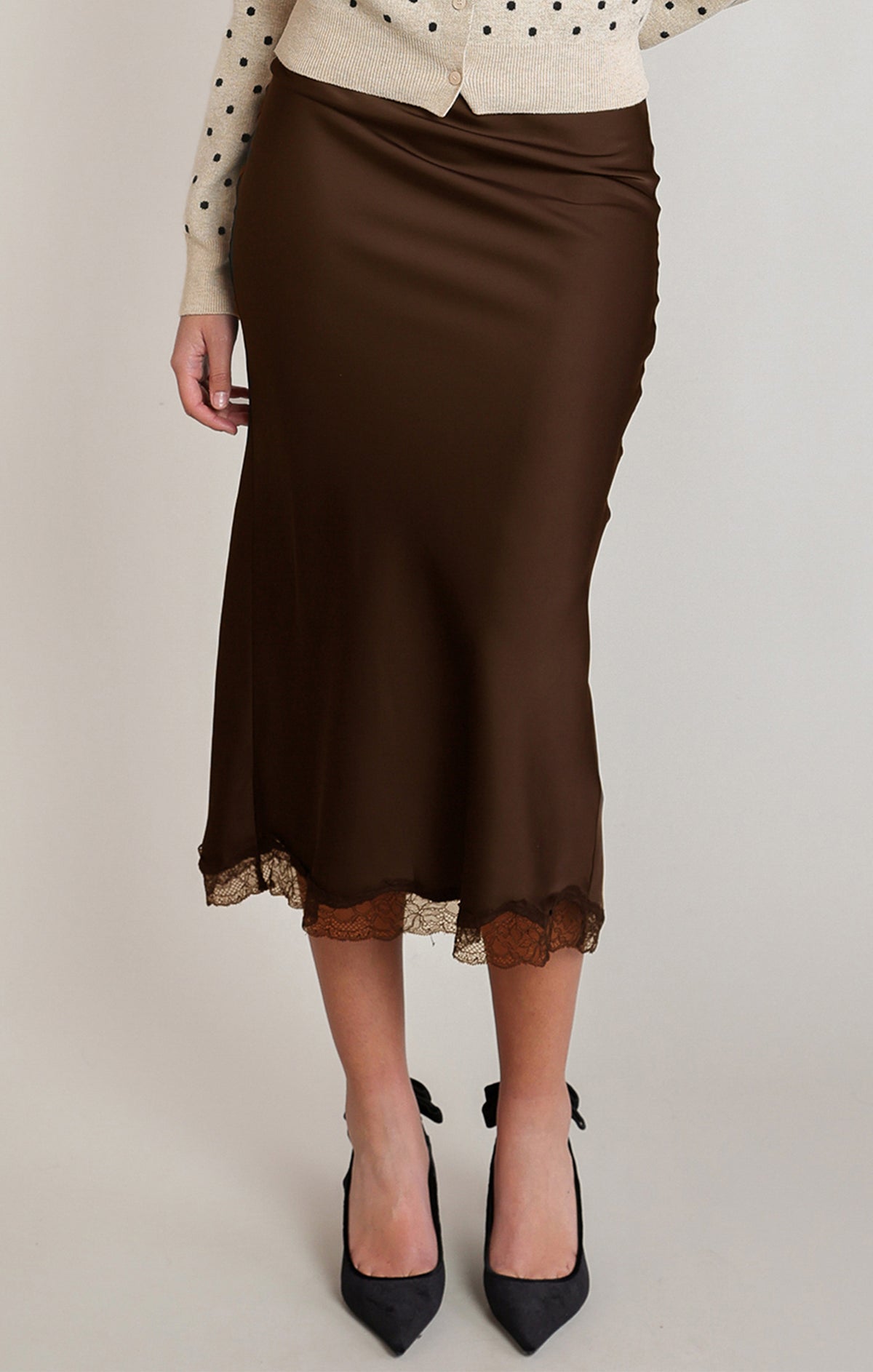 SATIN LACE SKIRT