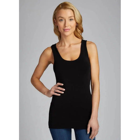 BAMBOO DOUBLE SCOOP TANK-CEBT1110-BLK-O/SBLK-LADIES T-SHIRTS & TANKS-C'EST MOI-JB Evans Fashions & Footwear