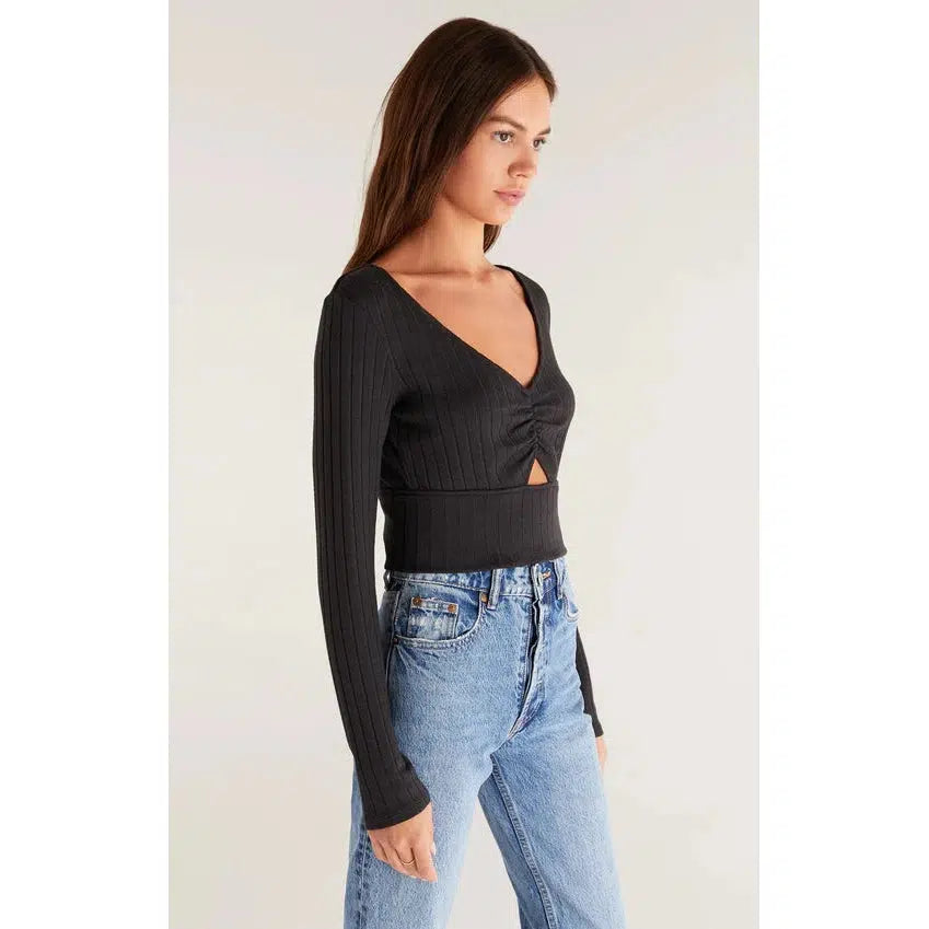 BELLA RIB LONG SLEEVE TOP-LADIES TOPS-Z SUPPLY-JB Evans Fashions & Footwear