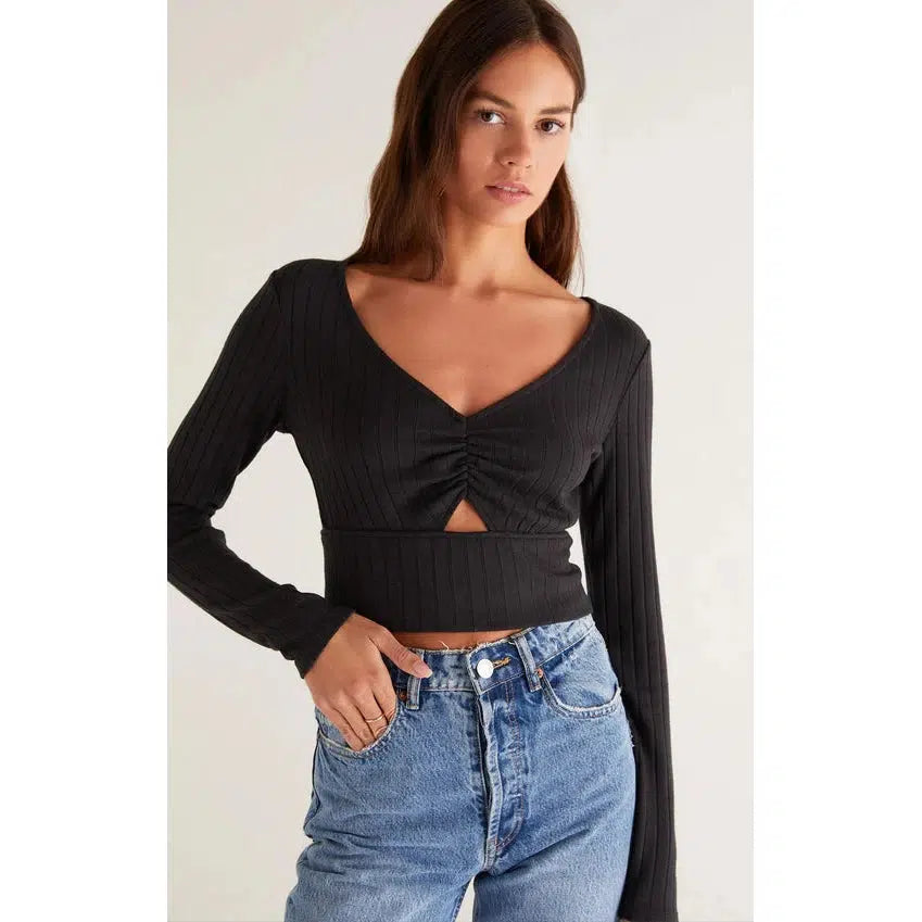 BELLA RIB LONG SLEEVE TOP-LADIES TOPS-Z SUPPLY-JB Evans Fashions & Footwear