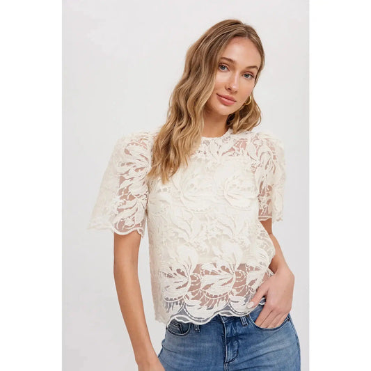 EMBROIDERY LACE BLOUSE-LADIES TOPS-BLUIVY-JB Evans Fashions & Footwear