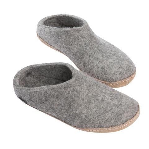 GLERUP FELT SLIPPER LEATHER SOLE-UNISEX FOOTWEAR-GLERUPS-JB Evans Fashions & Footwear