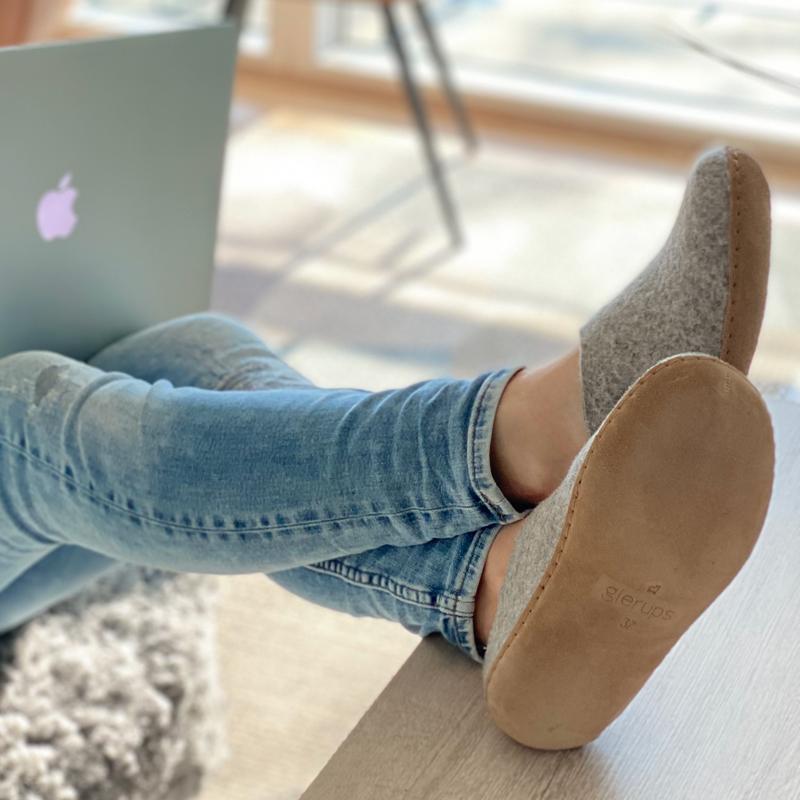 GLERUP FELT SLIPPER LEATHER SOLE-UNISEX FOOTWEAR-GLERUPS-JB Evans Fashions & Footwear