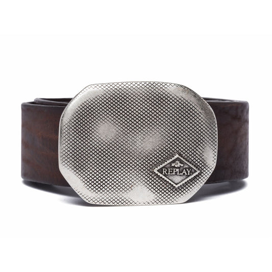 LEATHER BELT WITH BUCKLE-MENS BELTS-REPLAY-JB Evans Fashions & Footwear