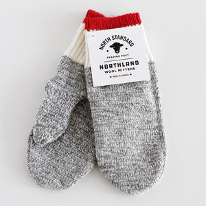 NORTHLAND MITTENS-13347-O/SGRY/RED-GLOVES & MITTS-NORTH STANDARD TRADI-JB Evans Fashions & Footwear