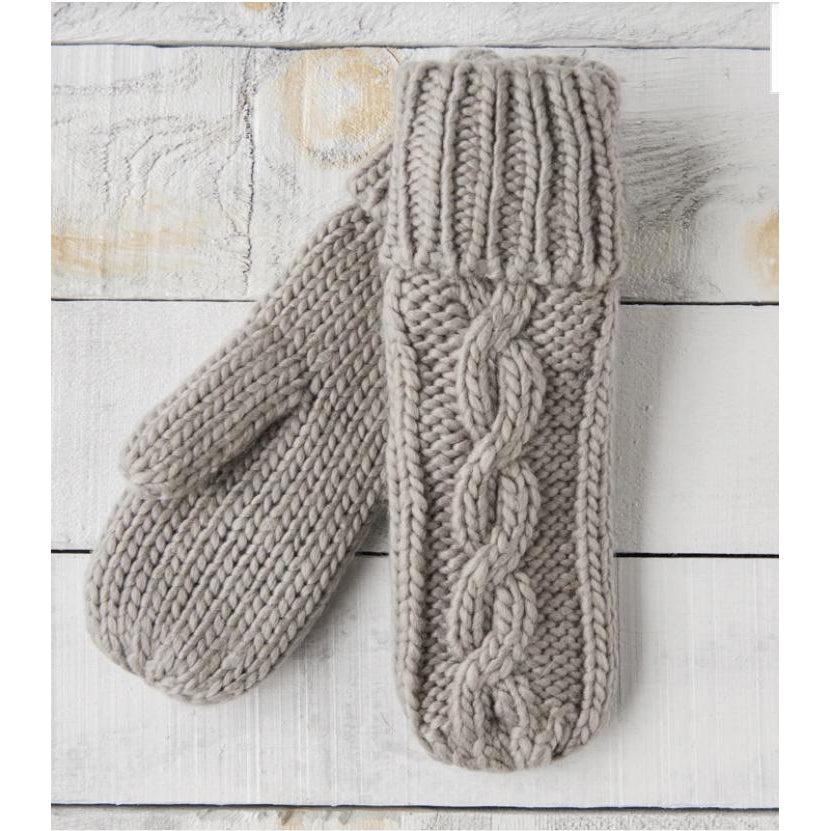 NSTP CHUNKY CABLE KNIT MITTENS-17790-O/SGREY-GLOVES & MITTS-NORTH STANDARD TRADI-JB Evans Fashions & Footwear
