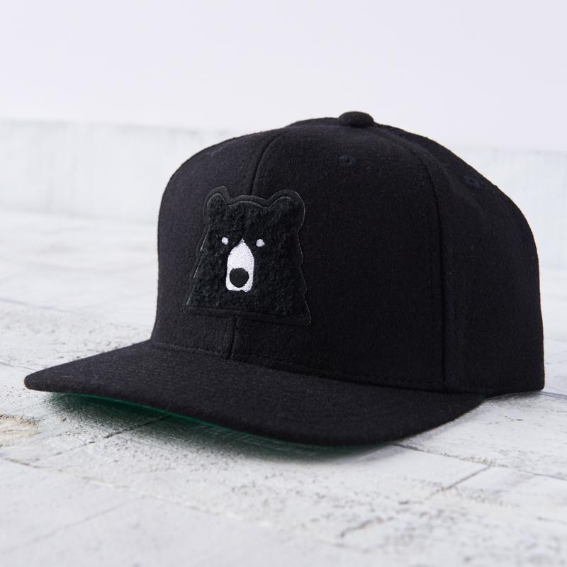 NSTP MELTON SNAPBACK BLACK CHENILLE BEAR-12403-O/SBLK-MENS HATS-NORTH STANDARD TRADI-JB Evans Fashions & Footwear